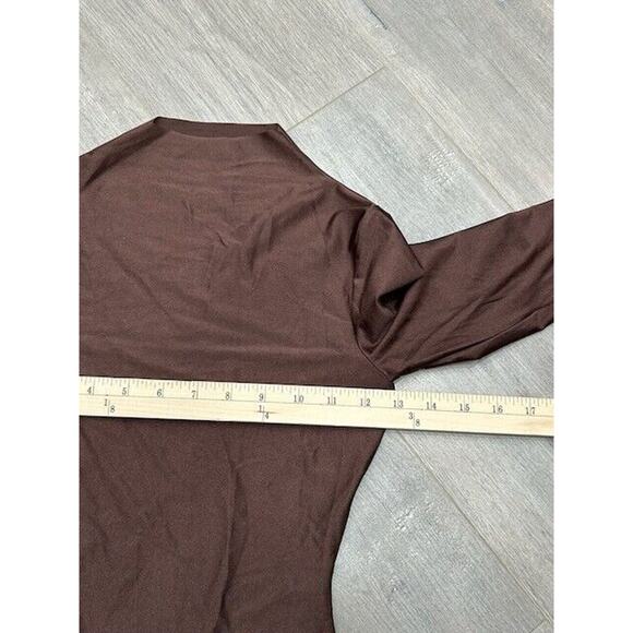 Naked Wardrobe The NW Thong Bodysuit Long Sleeve Mock Neck Stretch Browns XS - Picture 3 of 7